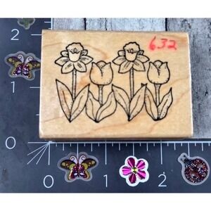 Darcie's Flowers Tulips H4081 Rubber Stamp‎ Wood #T12